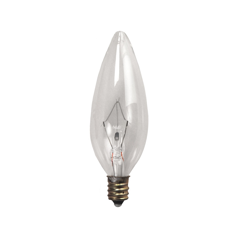 60BC/CL-130 Light Bulb: 60 watt 130v,  blunt tip B10 torpedo lamp, E12