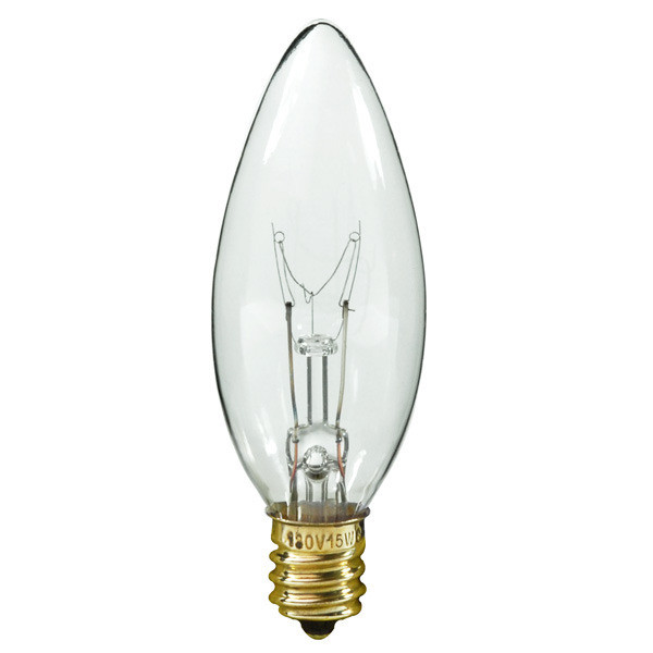 Halco 1001 Light Bulb: 15 watt, 130 volt, clear blunt tip torpedo, E12