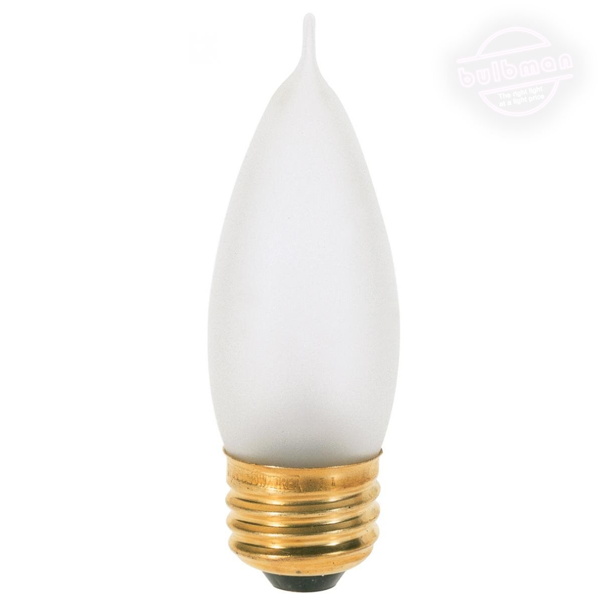 Satco A3667 Light Bulb: 25 watt, frosted bent tip torpedo, E26