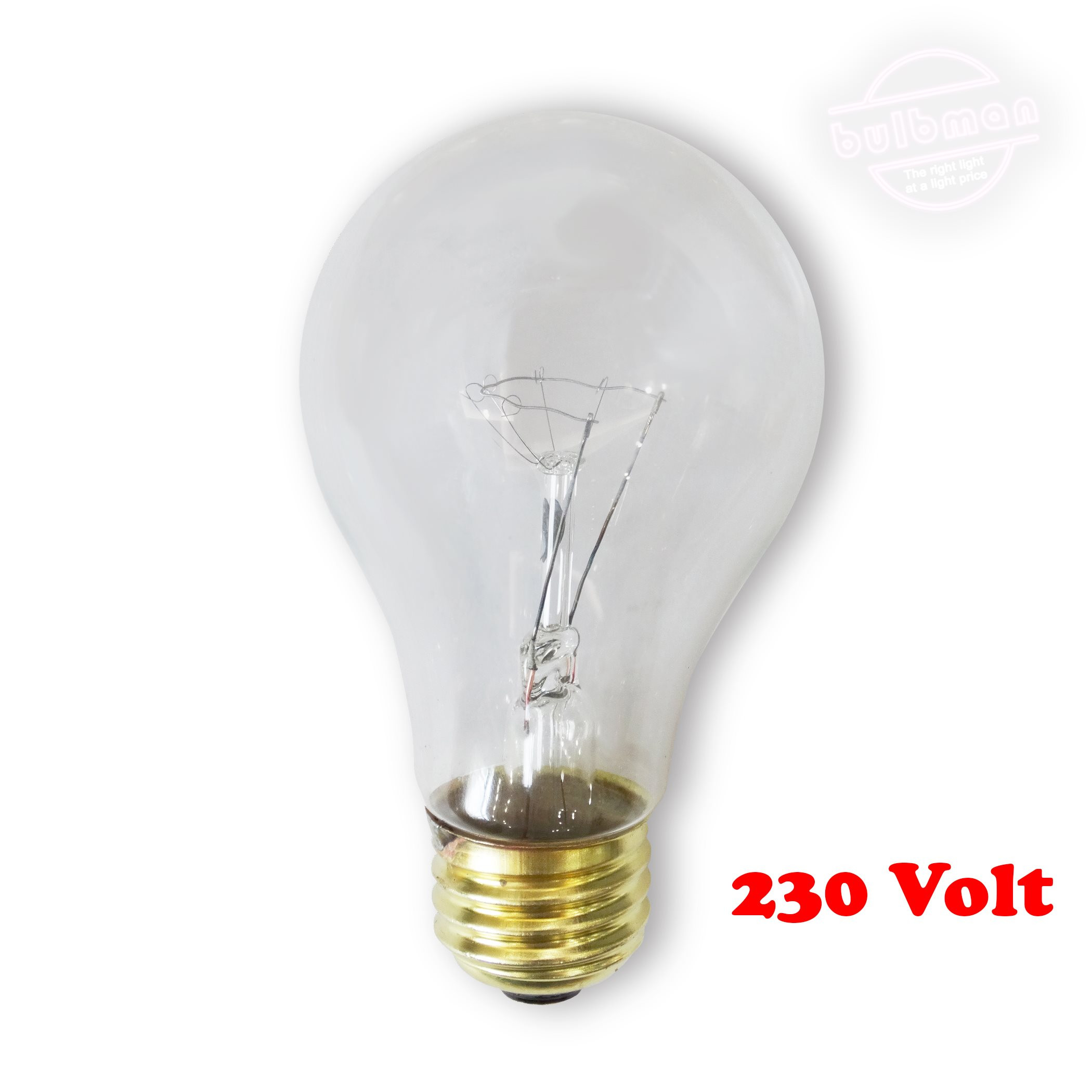 75A/CL/E27-230 Light Bulb: 75 watt, 230 volt, clear A19, E26 / E27